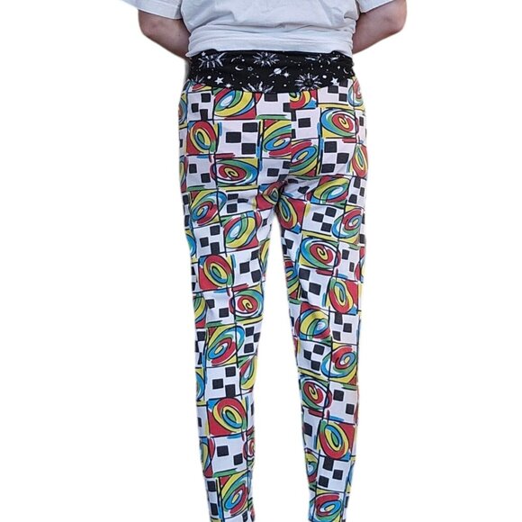 Vintage 80s 90s Streetwear Outfit Artwear Tunic Baggy Tshirt Checkered Set S/M/L - Picture 4 of 13